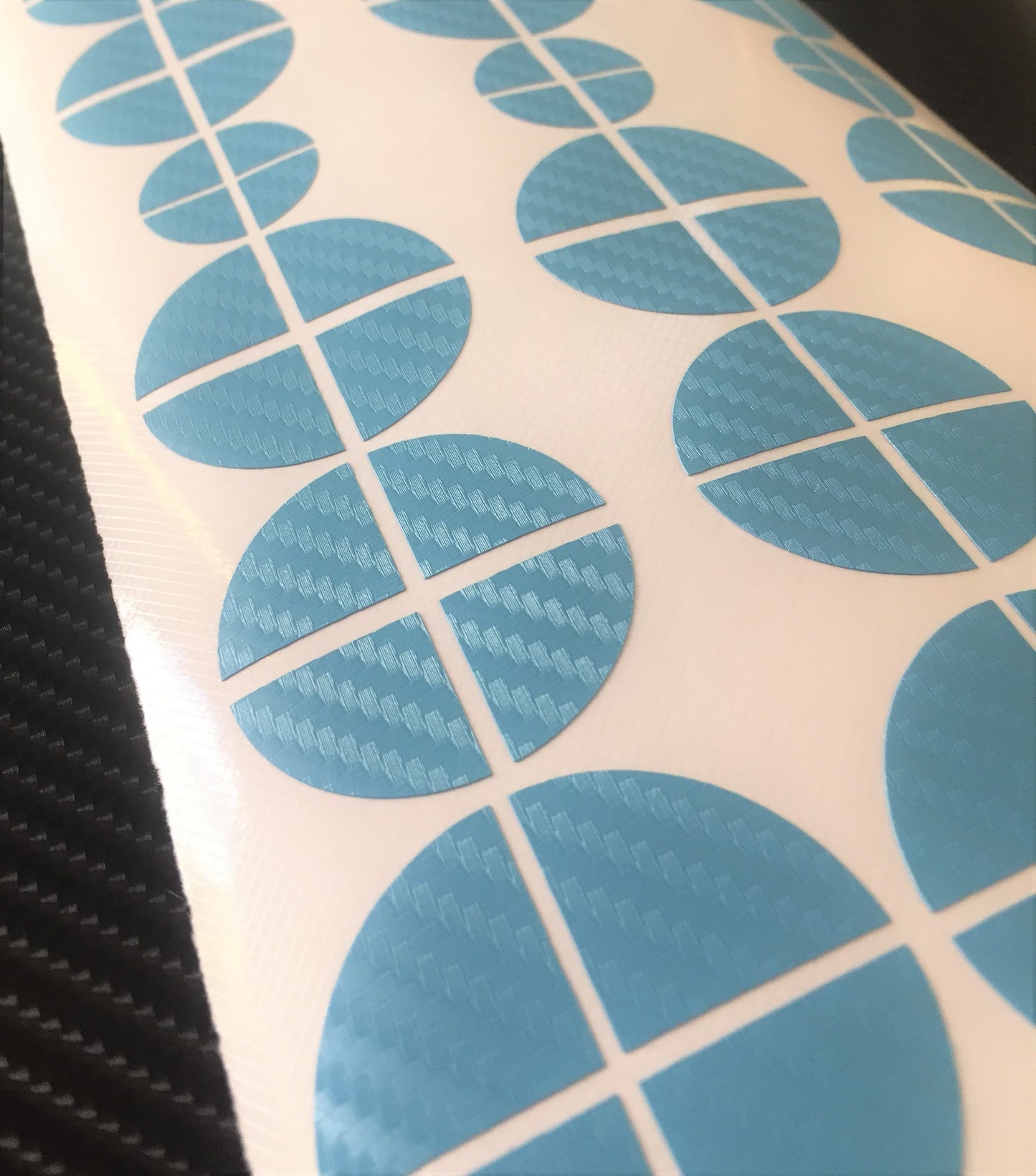 Carbon White and Light Blue Vinyl Overlays for Bmw Badge