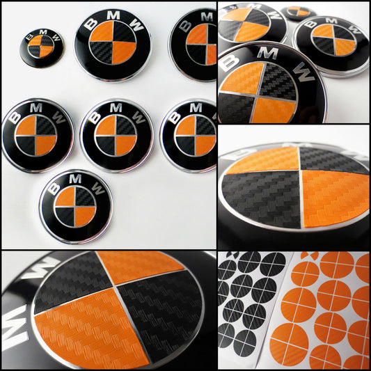 Carbon Black and Orange Vinyl Overlays for Bmw Badge