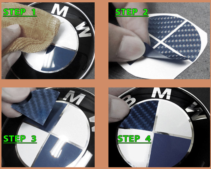 Carbon Black and Blue Vinyl Overlays for Bmw Badge