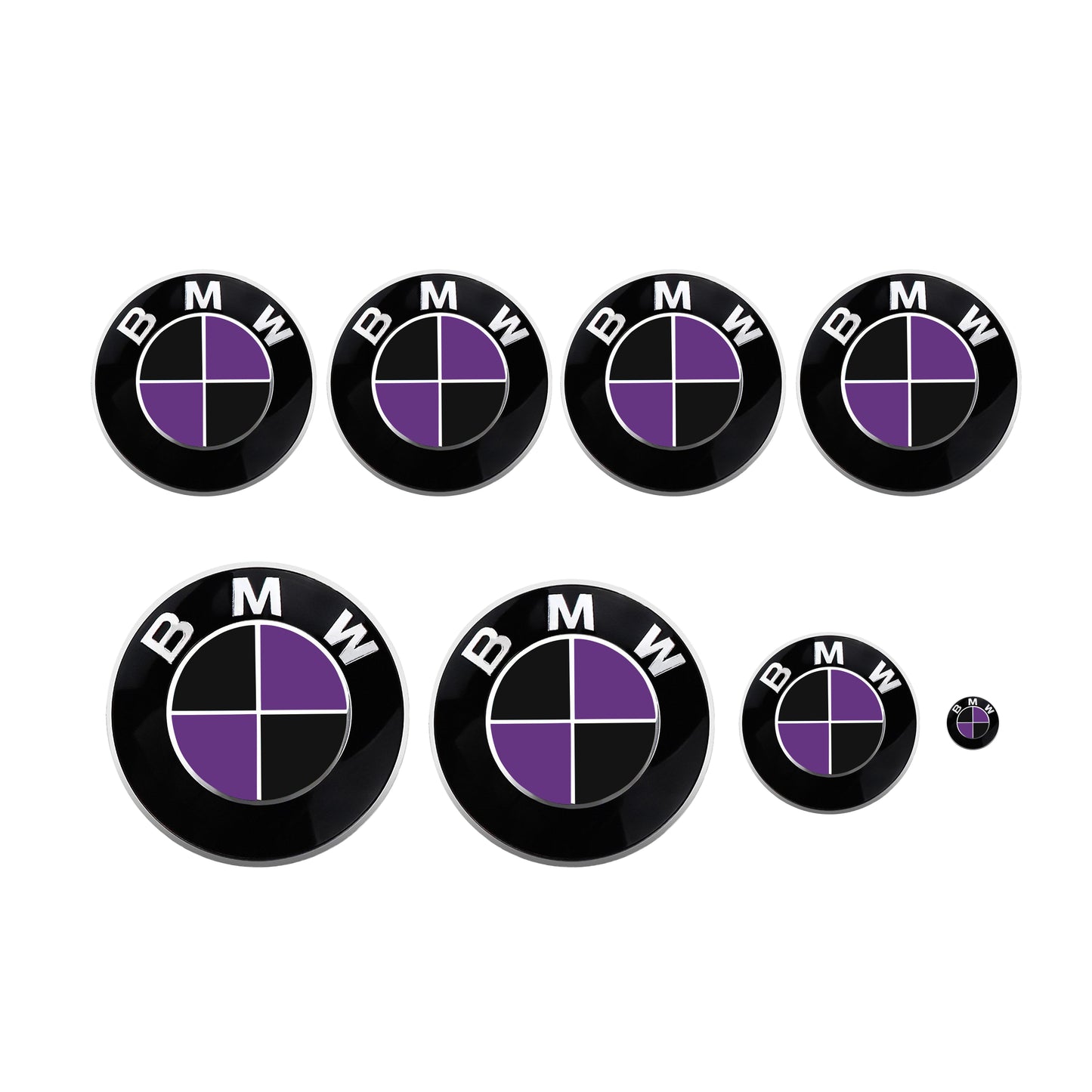 Matt Black and Purple BMW emblems overlays