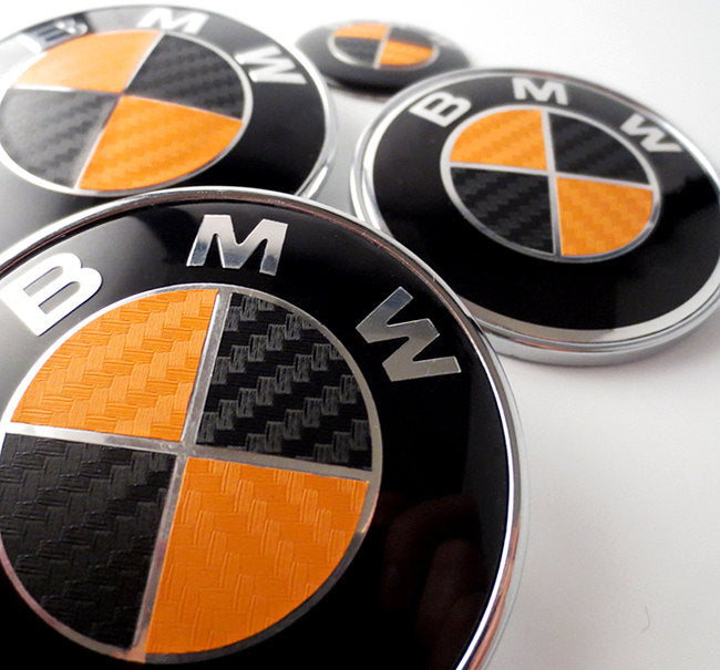 Carbon Black and Orange Bmw Roundels Overlays