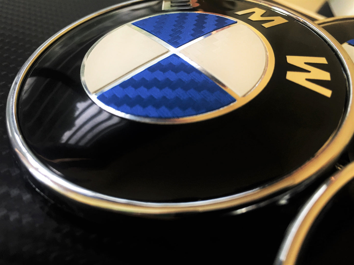 Carbon White and Blue Vinyl Overlays for Bmw Badge
