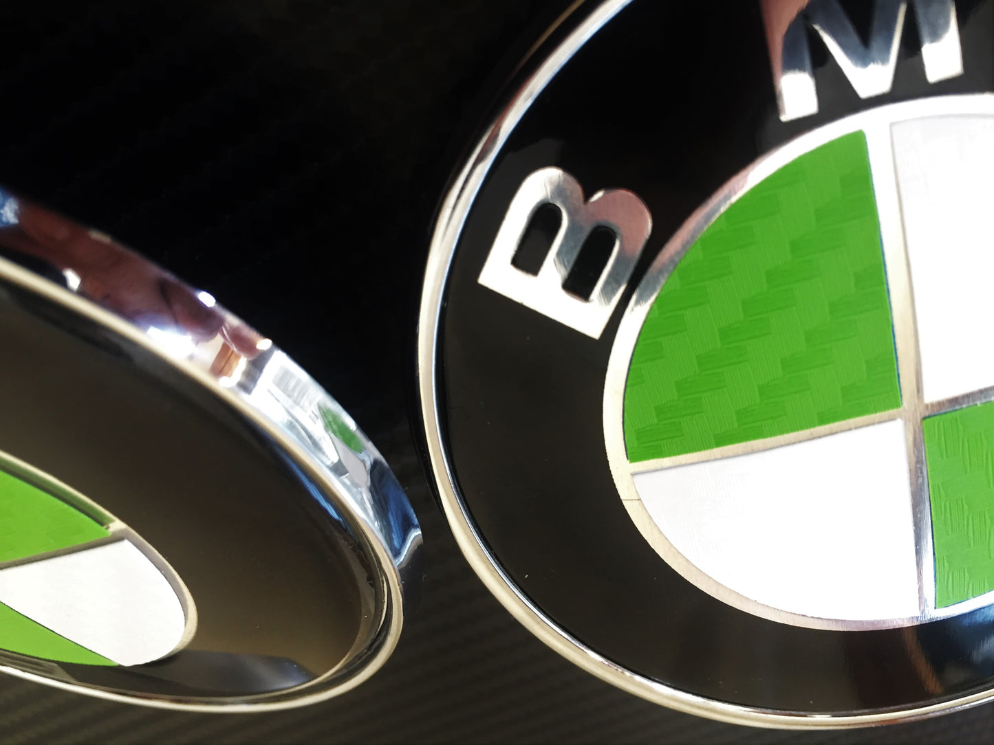 Carbon White and Green Vinyl Overlays for Bmw Badge