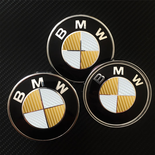 carbon white and gold overlays for bmw badge