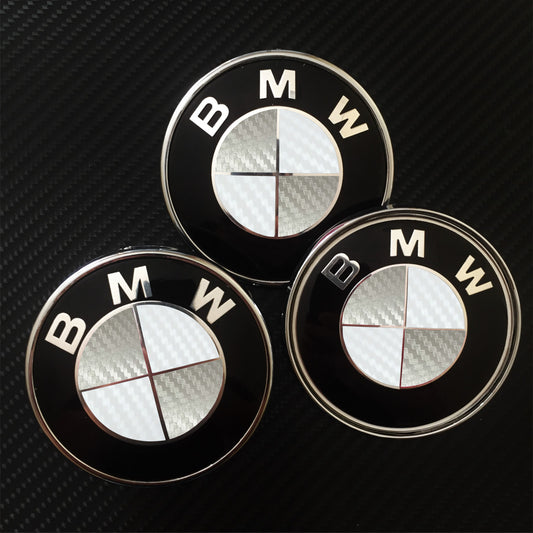 carbon white and silver overlays for bmw badge