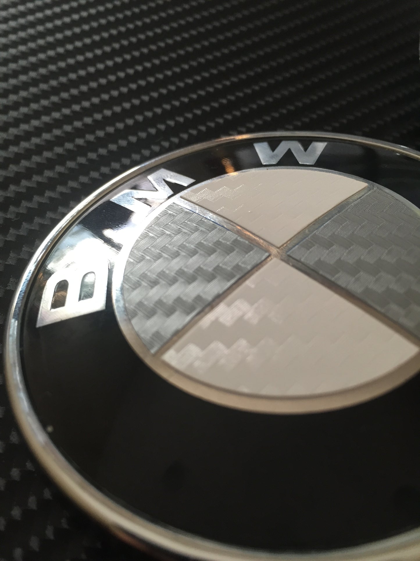 Carbon White and Silver Vinyl Overlays for Bmw Badge