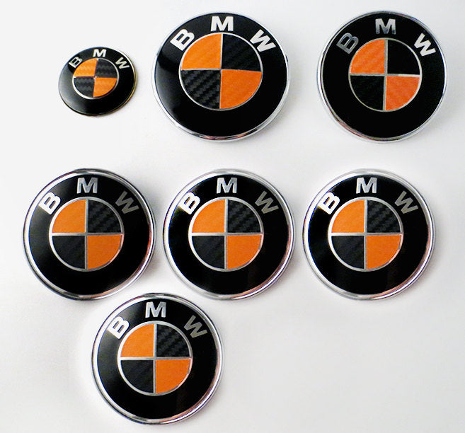 Carbon Black and Orange Vinyl Overlays for Bmw Badge