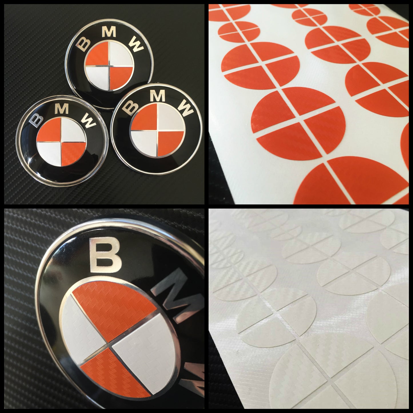 Carbon White and Orange Vinyl Overlays for Bmw Badge