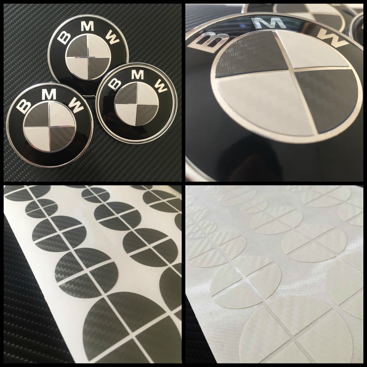 Carbon White and Gray Vinyl Overlays for Bmw Badge