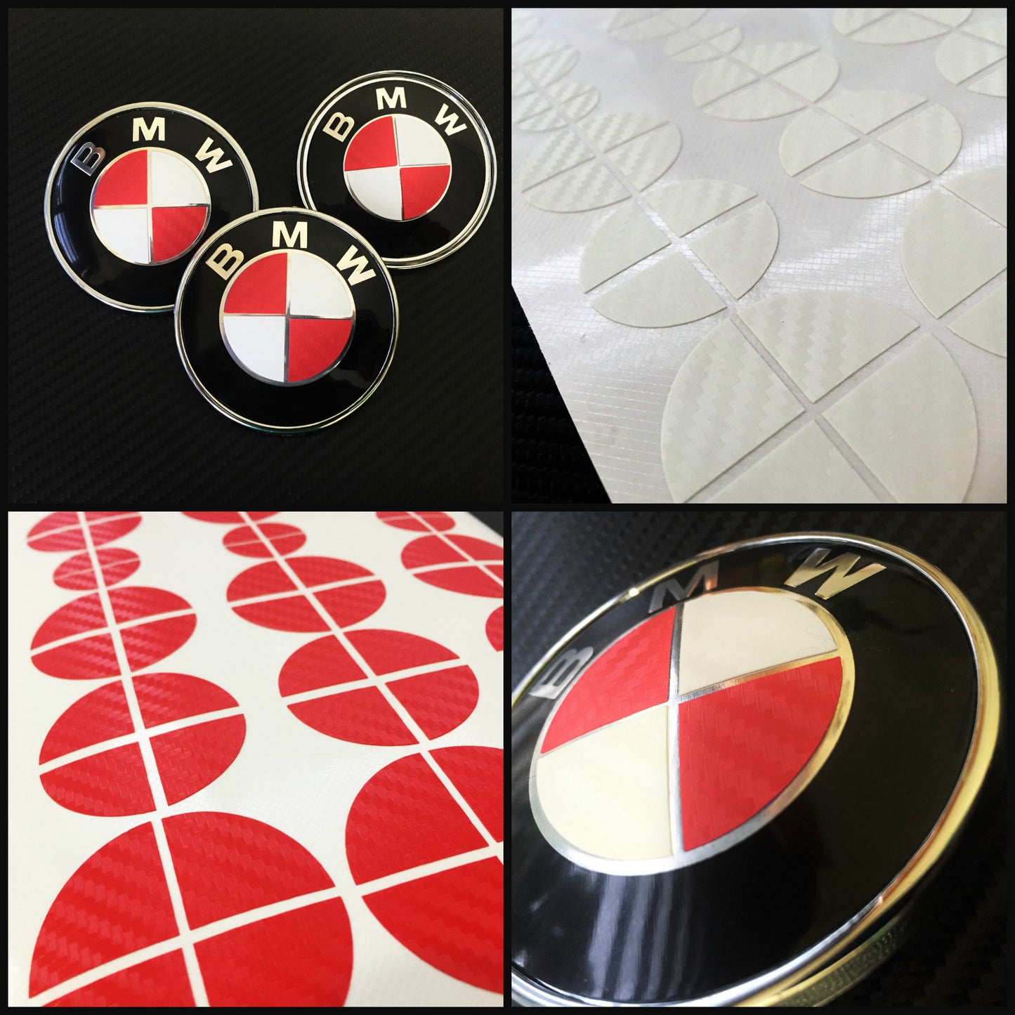 Carbon White and Red Vinyl Overlays for Bmw Badge