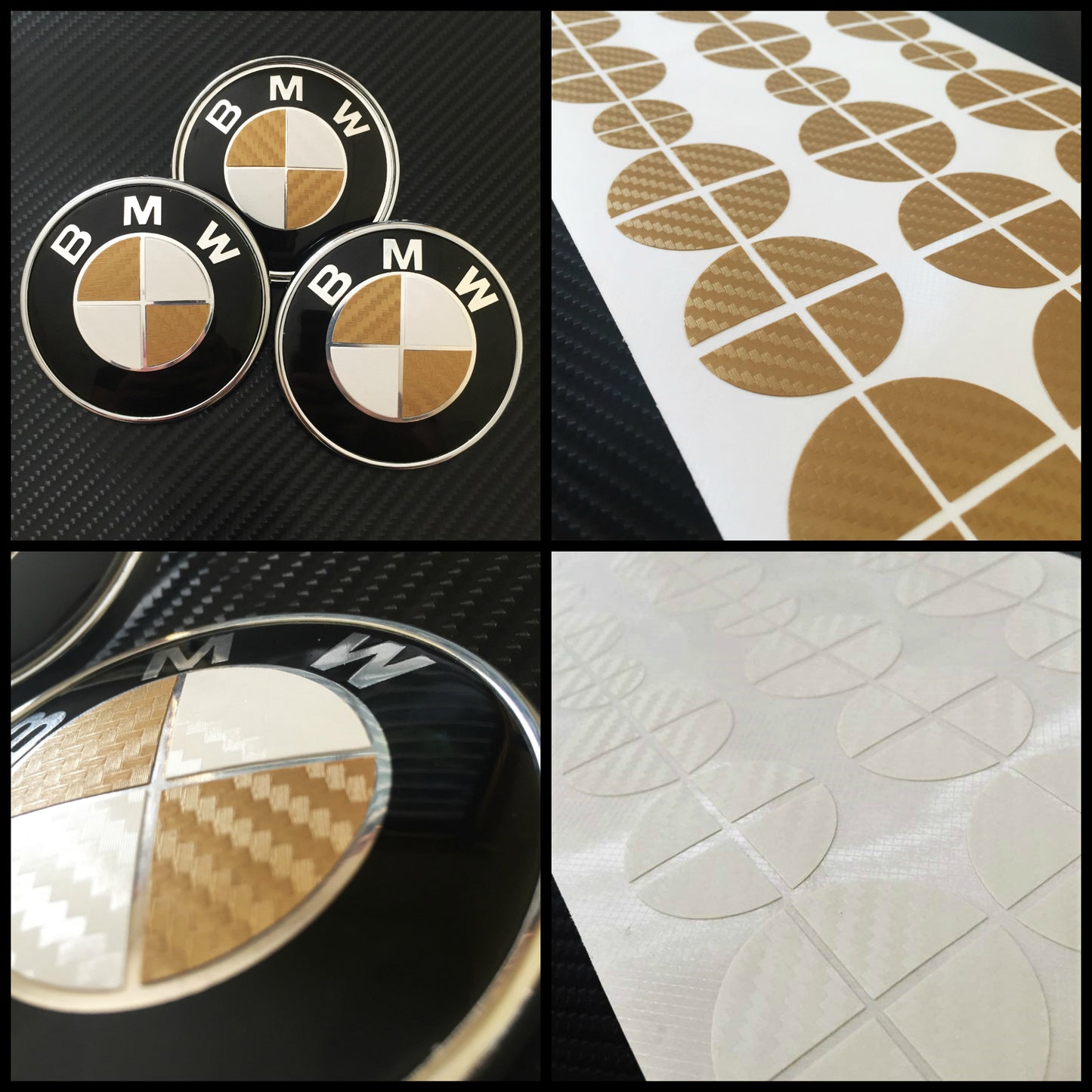 Carbon White and Gold Vinyl Overlays for Bmw Badge