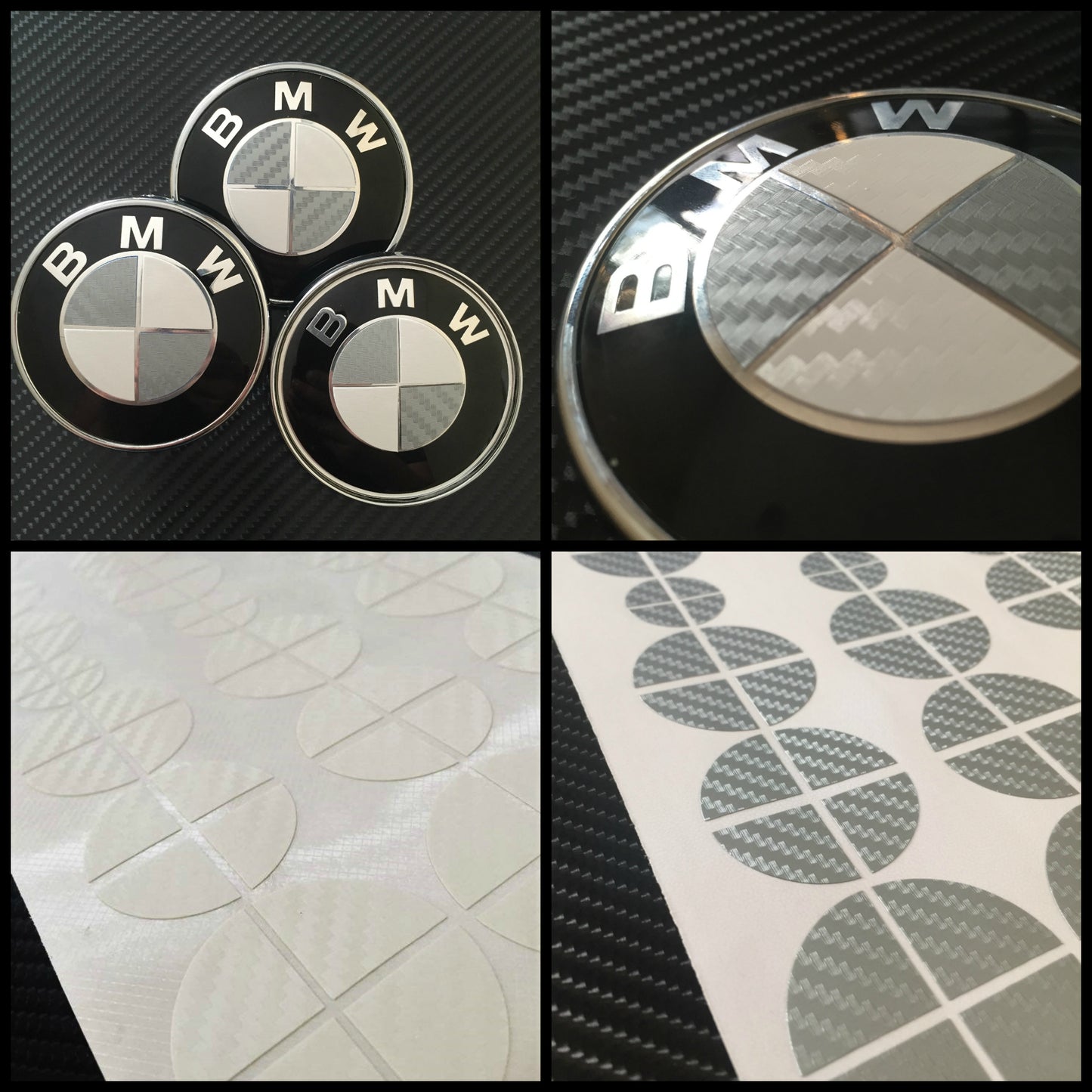 Carbon White and Silver Vinyl Overlays for Bmw Badge