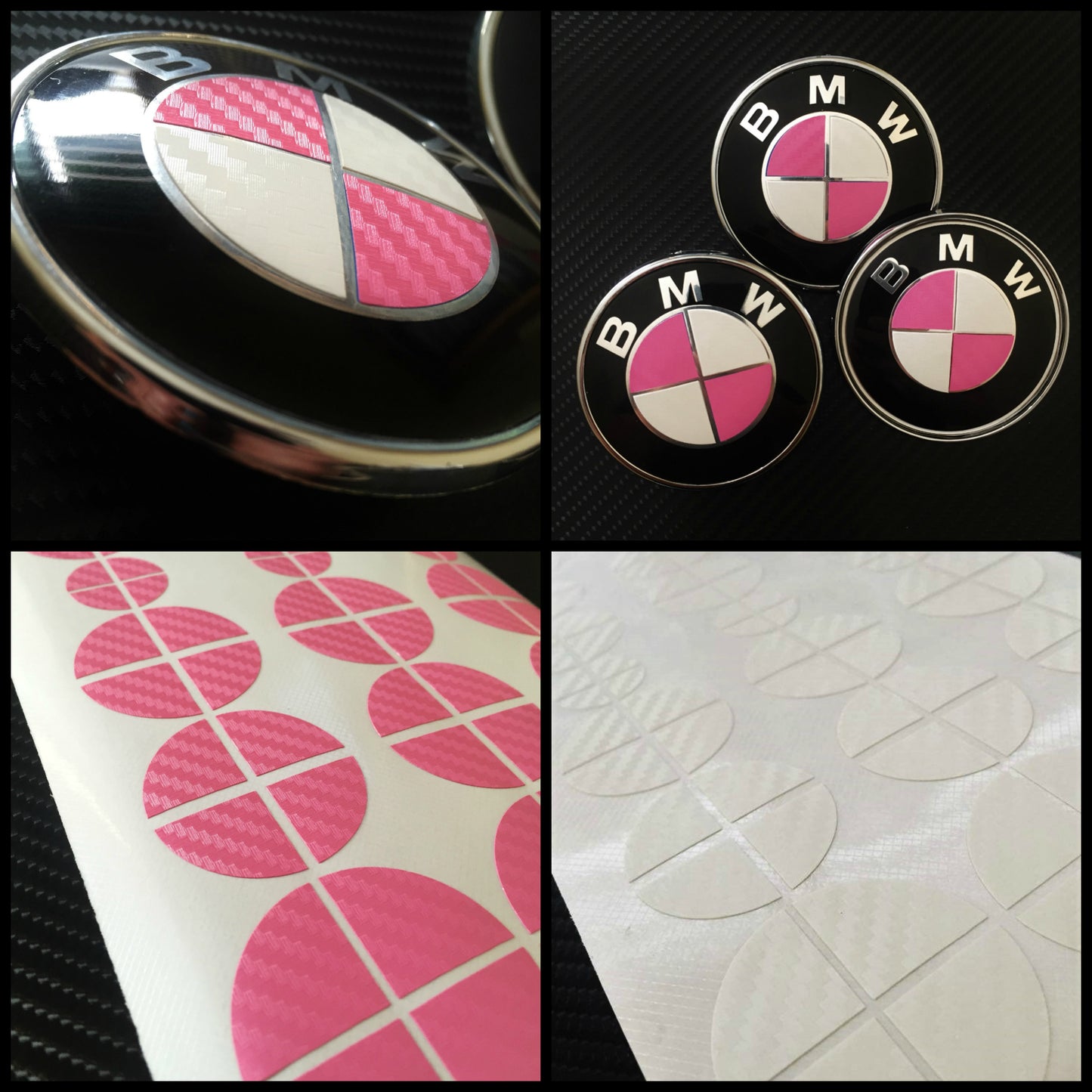 Carbon White and Pink Vinyl Overlays for Bmw Badge