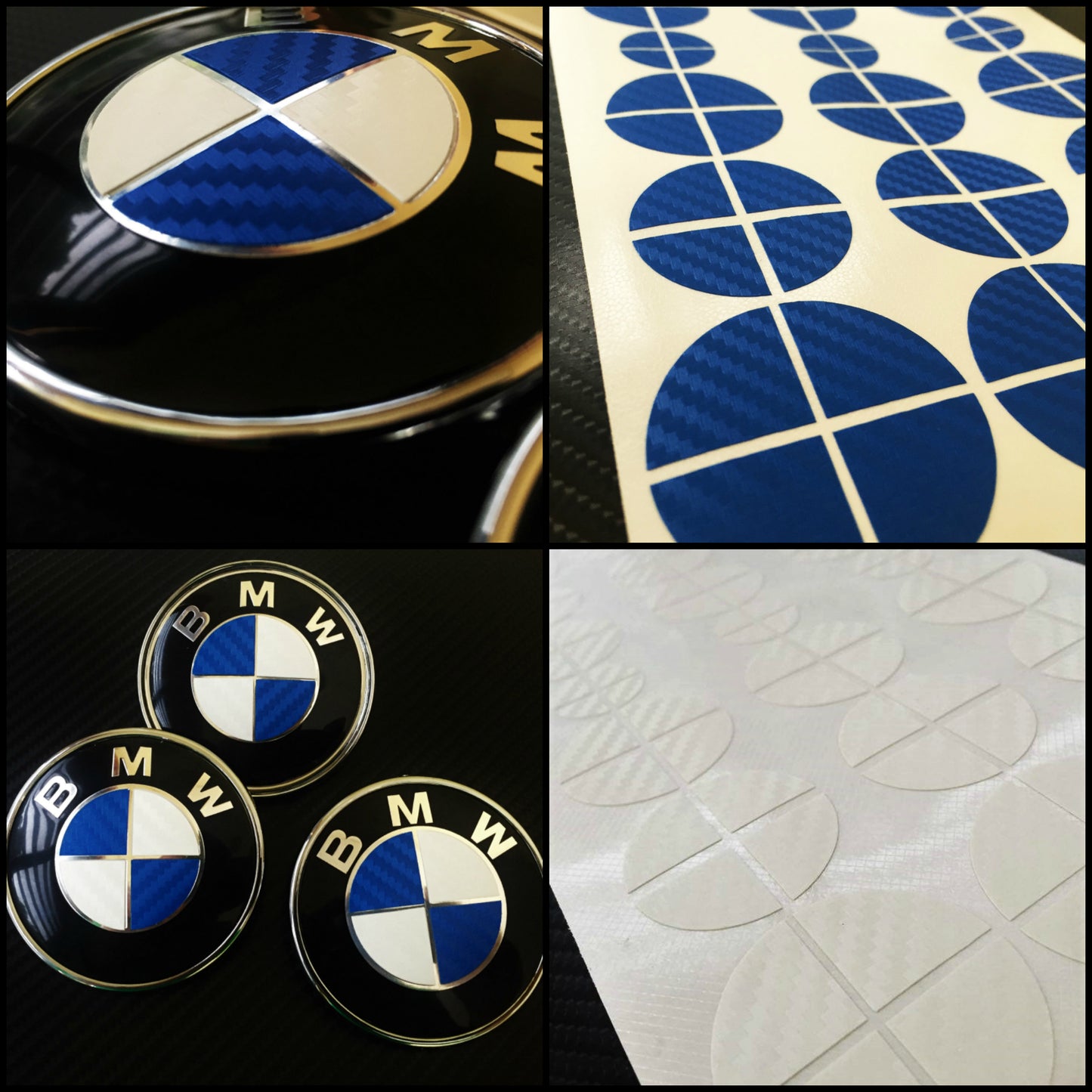 Carbon White and Blue Vinyl Overlays for Bmw Badge