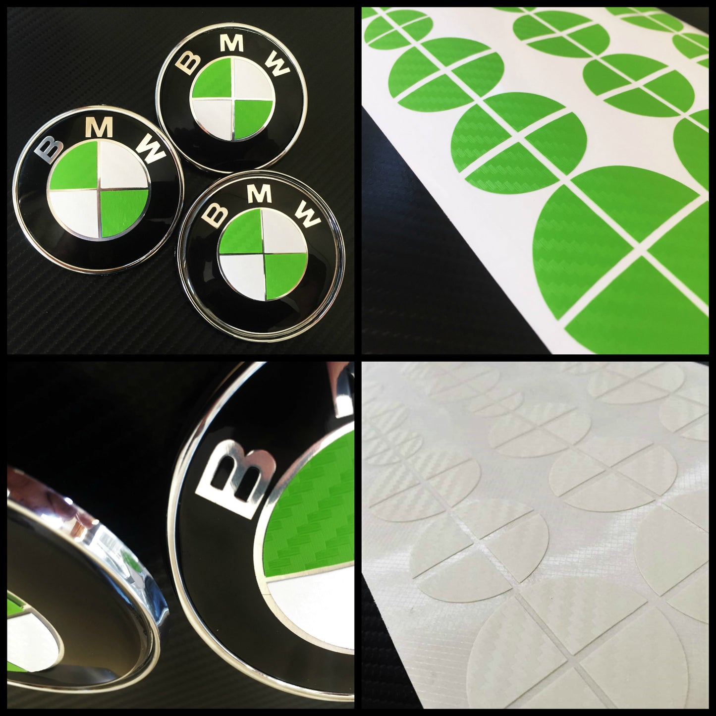 Carbon White and Green Vinyl Overlays for Bmw Badge