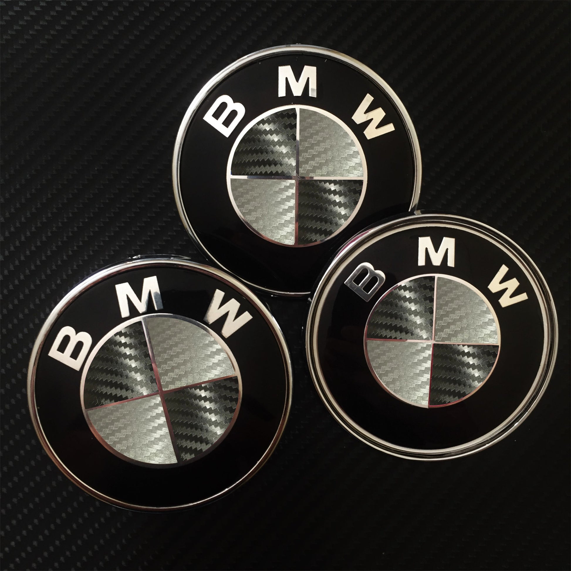Bmw Carbon Fiber Black and Gray Badge Emblem Vinyl Overlays