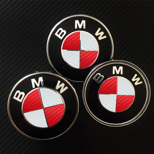 carbon white and red overlays for bmw badge