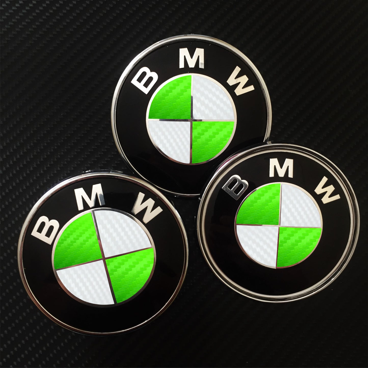 carbon white and green overlays for bmw badge