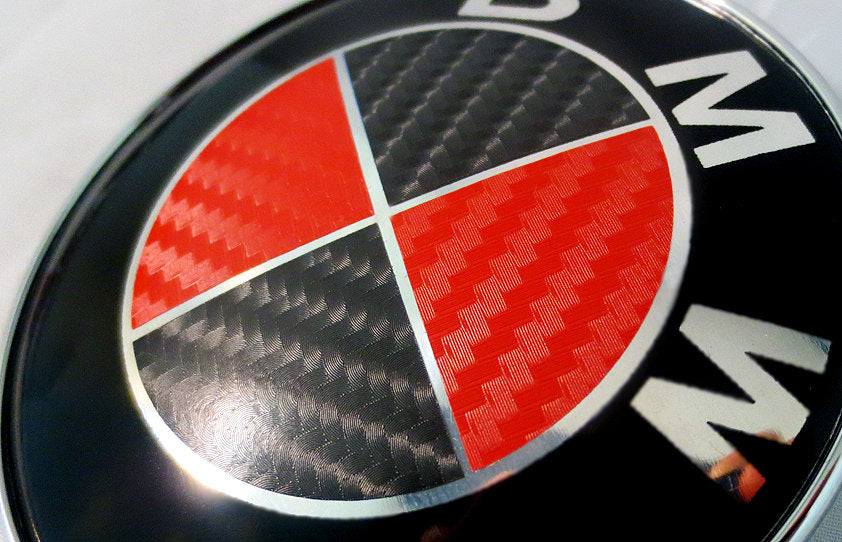 Carbon Fiber Red bmw emblem