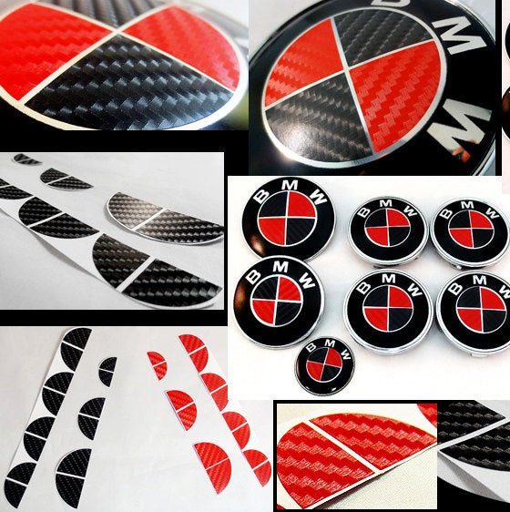 Carbon Black and Red Vinyl Overlays for Bmw Badge