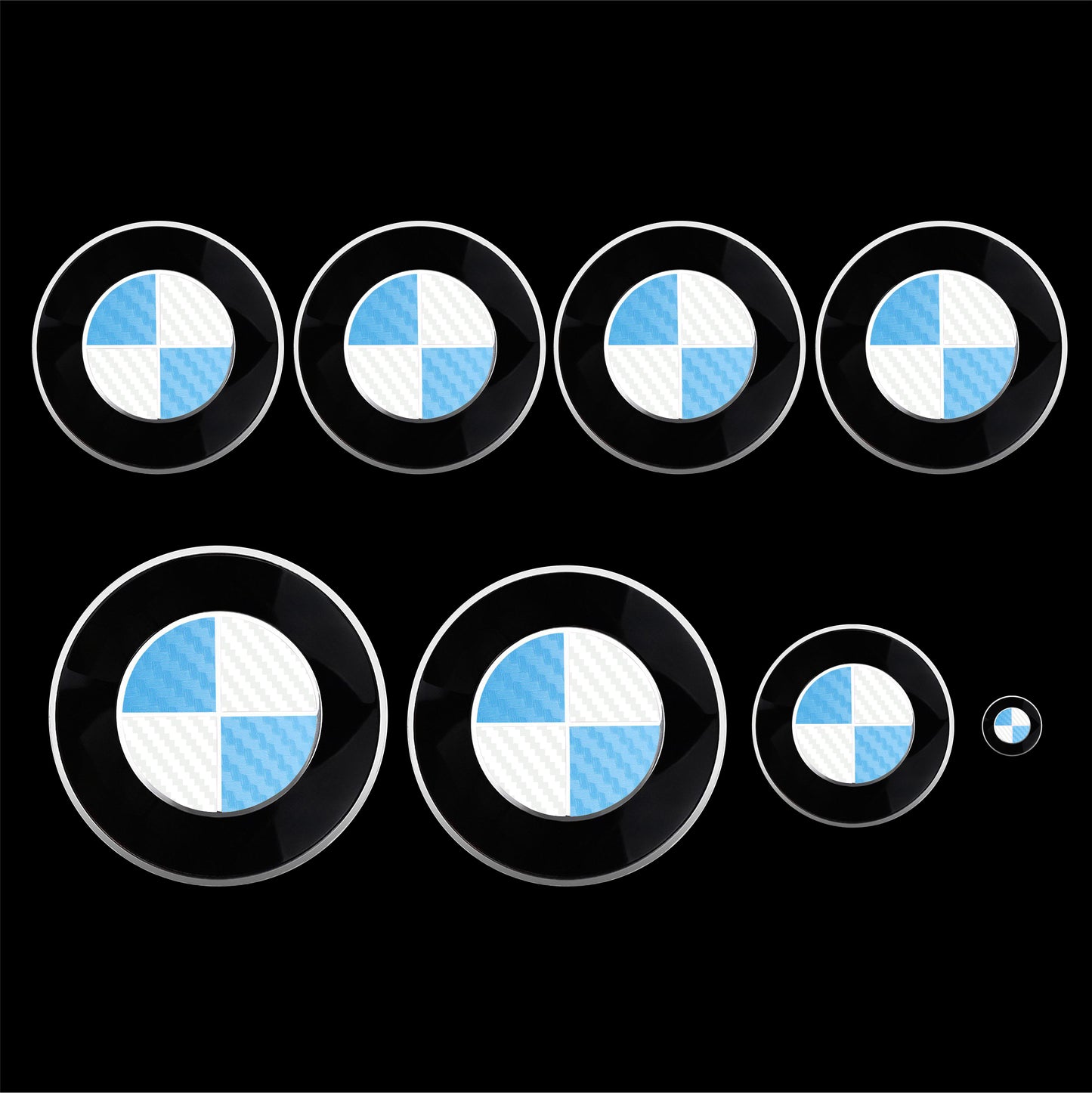 Carbon White and Light Blue Vinyl Overlays for Bmw Badge