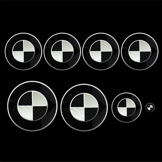 Carbon Black and Silver Bmw Roundels Inserts