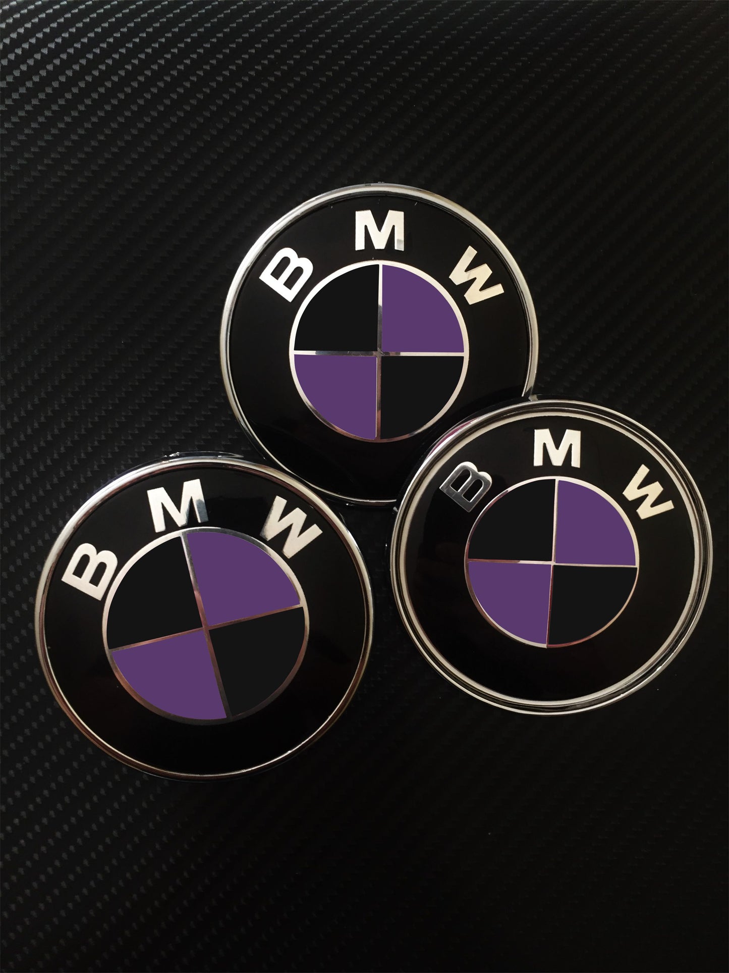 Matte Black and Purple Vinyl Overlays for Bmw Badge