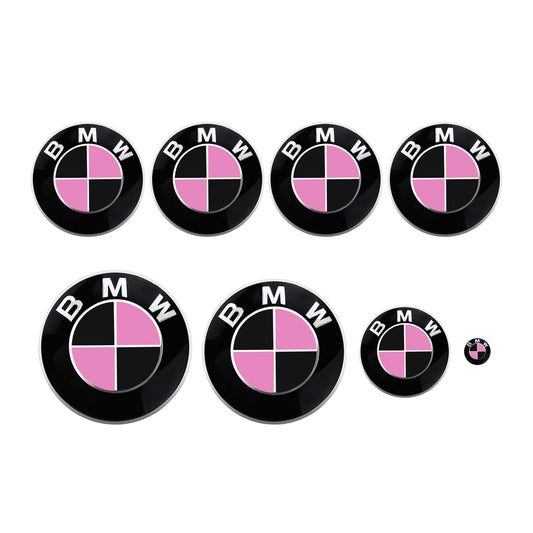 Matt Black and Pink Vinyl Overlays for Bmw Badges