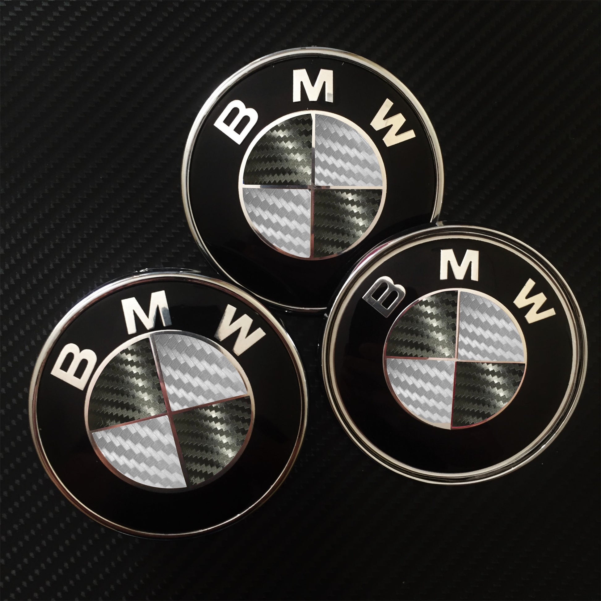 Carbon Black and Silver Vinyl Overlays for Bmw Badge
